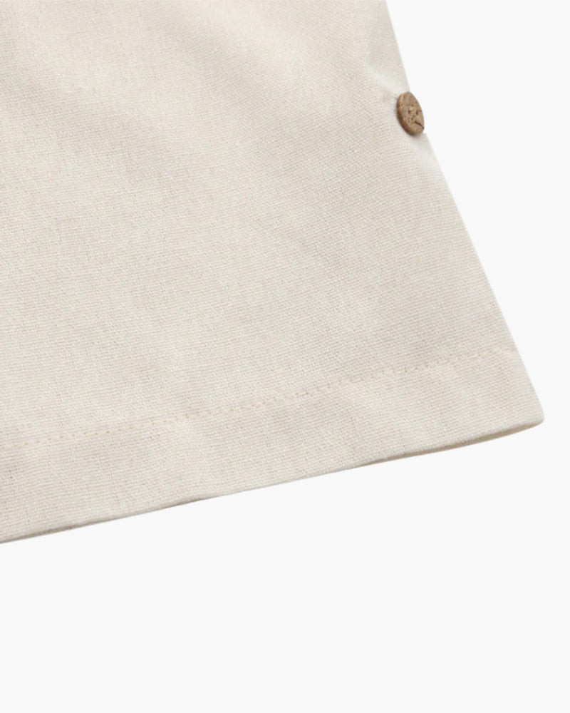 Men's Polo Shirt White Size L Linen-6